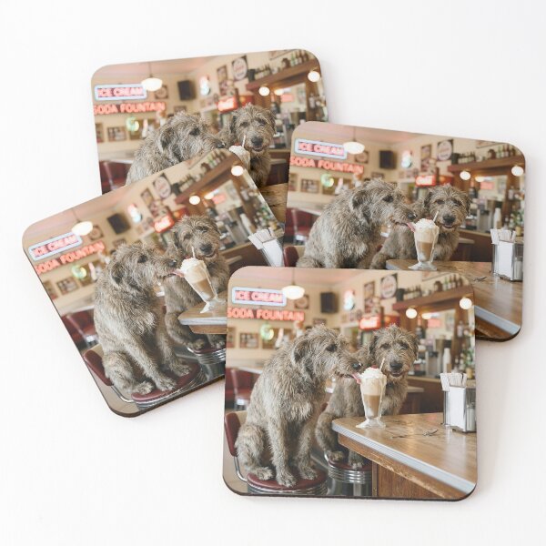 Item preview, Irish Wolfhounds Sharing a Root Beer Float designed and sold by Maria Dryfhout.