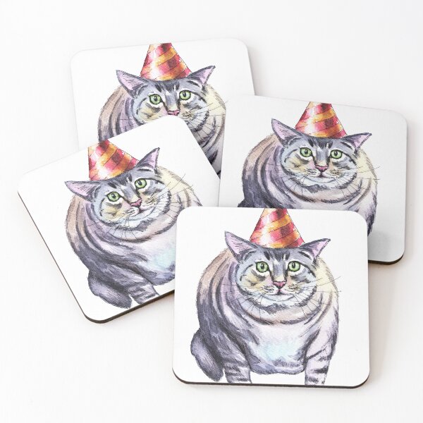 Item preview, Funny Surprised Guilty Cat Watercolor – Cute Chubby Birthday Cat designed and sold by art-tee-ua.