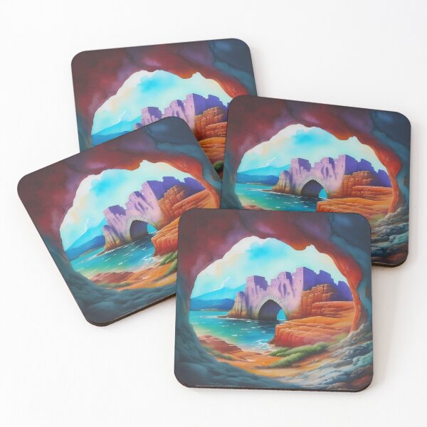 Item preview, Secret Cave View of Ancient Coastal Ruins designed and sold by Serene Strokes Art.