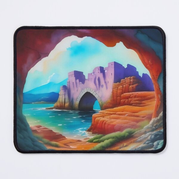 Item preview, Secret Cave View of Ancient Coastal Ruins designed and sold by Serene Strokes Art.