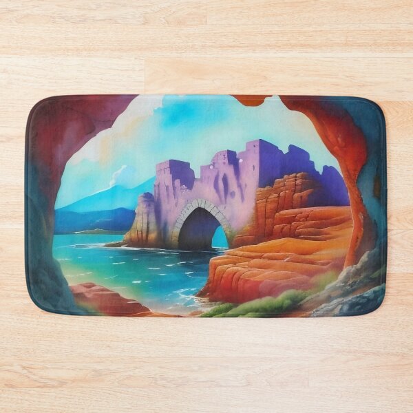 Item preview, Secret Cave View of Ancient Coastal Ruins designed and sold by Serene Strokes Art.