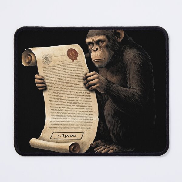 Item preview, Agree to Continue Monkey T-Shirt | Funny Terms & Conditions Primate Graphic | Digital Age Satire | Tech Irony Shirt designed and sold by FunkyVista.
