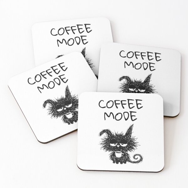 Item preview, Black Cat Coffee Mode | Minimalist Doodle Cat Meme designed and sold by moodiecatshop.