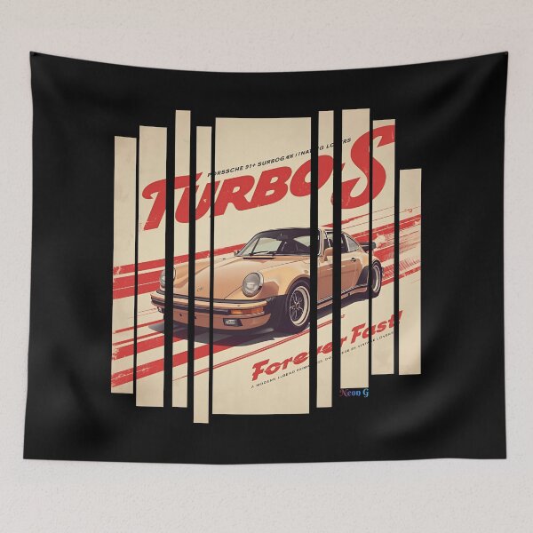 Item preview, Porsch 911 Turbo S inspired Design Vintage racing poster style, dynamic motion lines 15 designed and sold by Neon G.