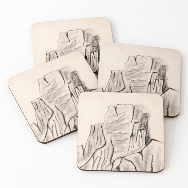 Item preview, Monolithic Stone Face – Expressive Charcoal Rock Study designed and sold by artcloset-omkar.