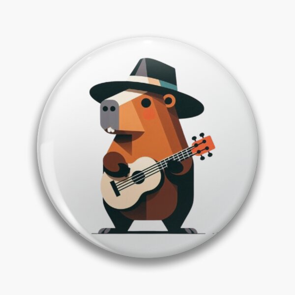 Artikelvorschau, Capybara-Musiker – Retro-Folk-Emblem entworfen und verkauft von Dogandesighn.