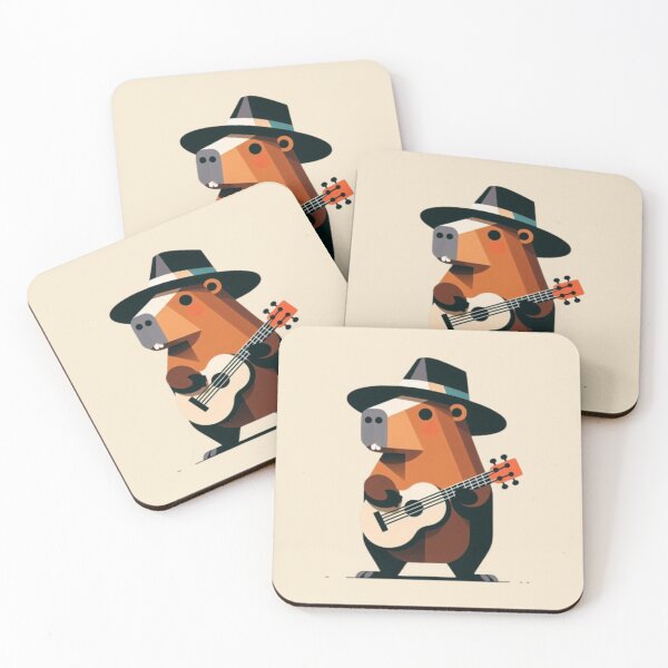 Item preview, Capybara Musician – Retro Folk Emblem designed and sold by Dogandesighn.