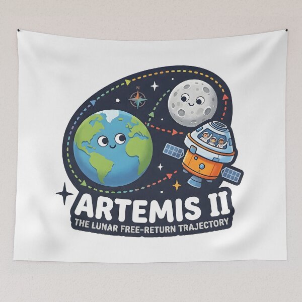 Item preview, Artemis II Lunar Free-Return Trajectory Illustration designed and sold by Paulocdias.