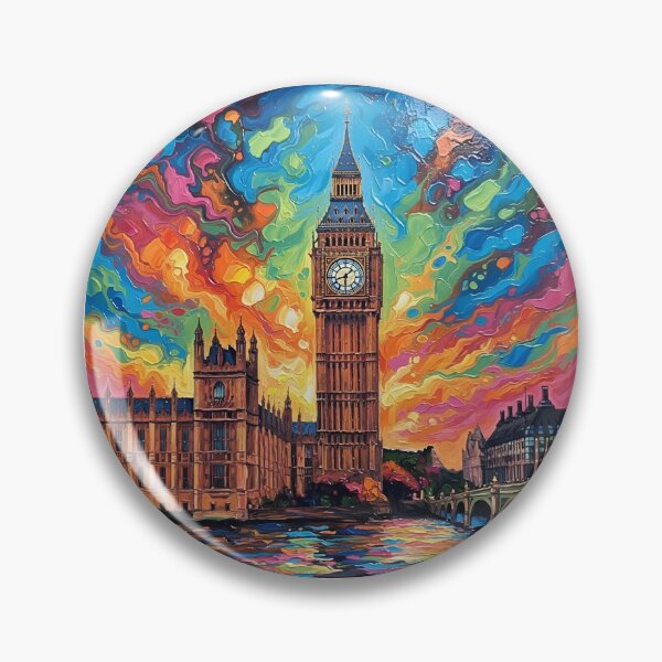 Artikelvorschau, Big Ben London – Farbenfrohe Acryl-Pouring-Kunst mit Spachteltechnik entworfen und verkauft von GymTanLaundry.