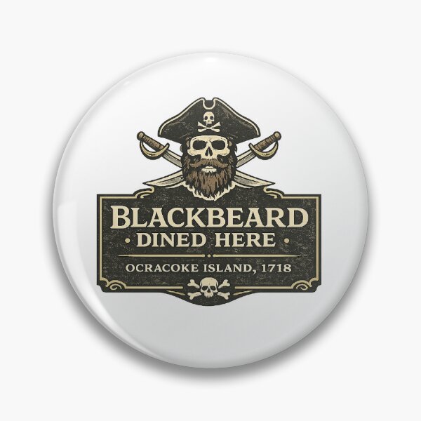 Item preview, Blackbeard Dined Here Ocracoke Island Pirate Outer Banks North Carolina Tavern Sign Skull Cutlass  designed and sold by The Junto Shop.