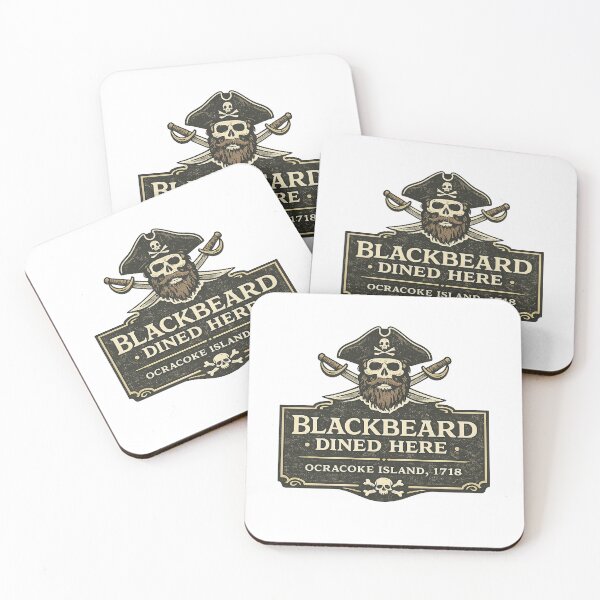 Item preview, Blackbeard Dined Here Ocracoke Island Pirate Outer Banks North Carolina Tavern Sign Skull Cutlass  designed and sold by The Junto Shop.