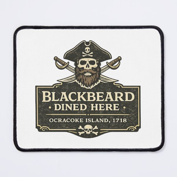Item preview, Blackbeard Dined Here Ocracoke Island Pirate Outer Banks North Carolina Tavern Sign Skull Cutlass  designed and sold by The Junto Shop.