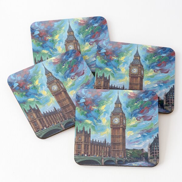 Item preview, Big Ben London Colorful Acrylic Pour Palette Knife Art designed and sold by GymTanLaundry.