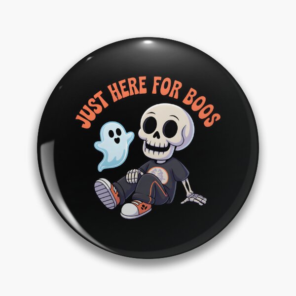 Item preview, Just Here for Boos - Groovy Skeleton and Ghost Buddy designed and sold by Raw Tigers.