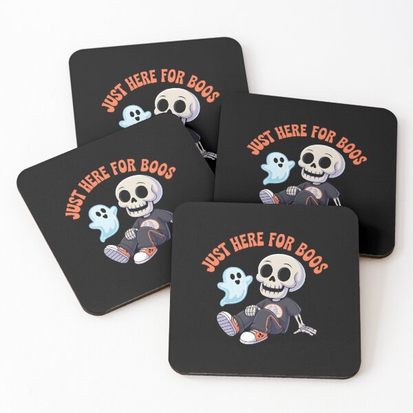 Item preview, Just Here for Boos - Groovy Skeleton and Ghost Buddy designed and sold by Raw Tigers.