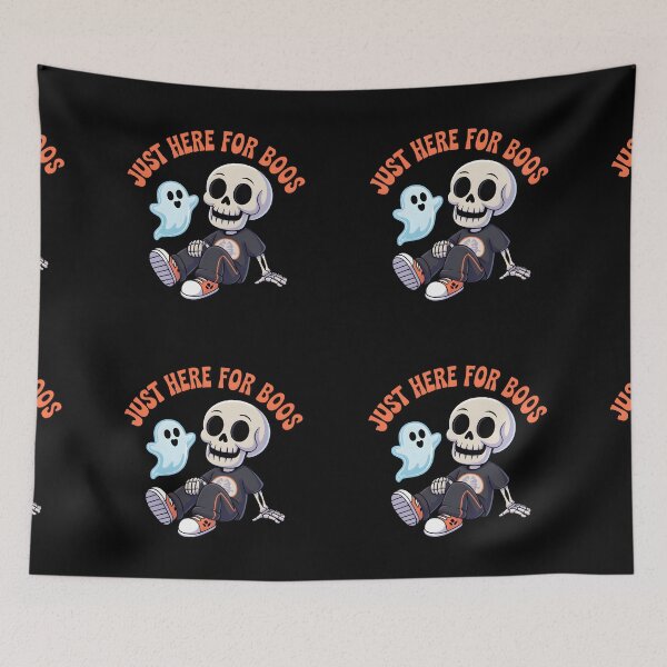 Item preview, Just Here for Boos - Groovy Skeleton and Ghost Buddy designed and sold by Raw Tigers.