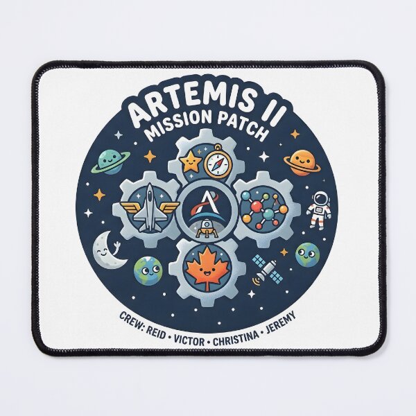 Item preview, Cute Artemis II Mission Patch Illustration designed and sold by Paulocdias.