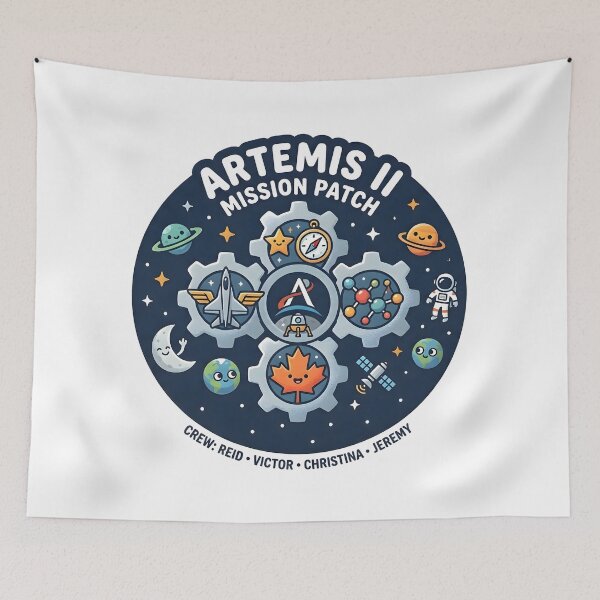 Item preview, Cute Artemis II Mission Patch Illustration designed and sold by Paulocdias.