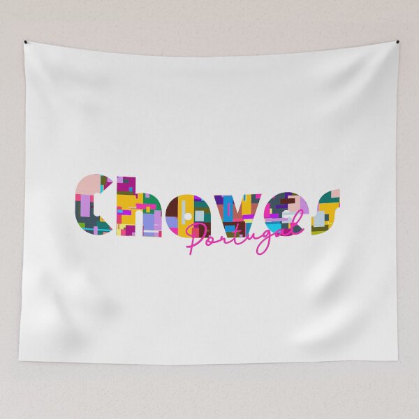 Item preview, Chaves, Portugal, Vibrant Abstract City Typography Art designed and sold by Wanderful-roads.