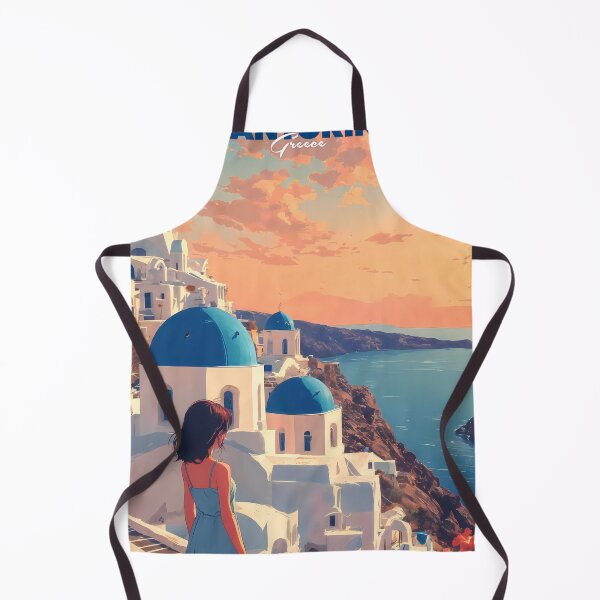 Item preview, Anime Girl Dreaming of Santorini – Retro Vintage Anime Travel Illustration designed and sold by JacksoonLester.