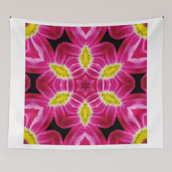 Artikelvorschau, Rosa florales Kaleidoskop auf Schwarz – Design mit kühner Symmetrie entworfen und verkauft von SilentBloomLab.