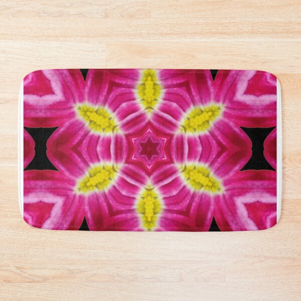 Item preview, Pink Floral Kaleidoscope on Black – Bold Symmetry Design designed and sold by SilentBloomLab.