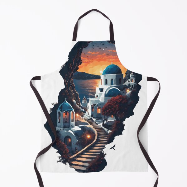 Item preview, Santorini Negative Space Landscape – Colorful Surreal Greece Travel Illustration designed and sold by JacksoonLester.