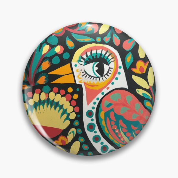 Item preview, Colorful Folk Art Bird Print – Botanical Floral Bird designed and sold by Filora Atelier | Bird Art.