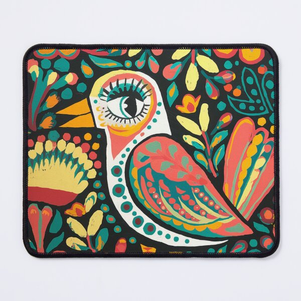 Item preview, Colorful Folk Art Bird Print – Botanical Floral Bird designed and sold by Filora Atelier | Bird Art.
