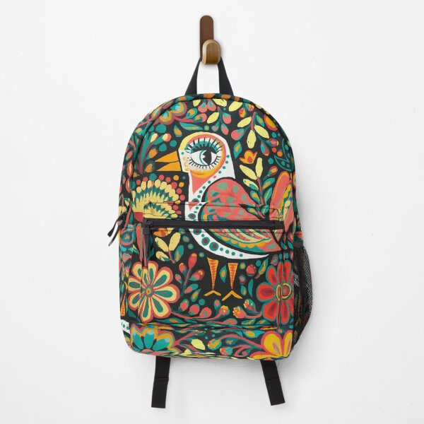 Item preview, Colorful Folk Art Bird Print – Botanical Floral Bird designed and sold by Filora Atelier | Bird Art.