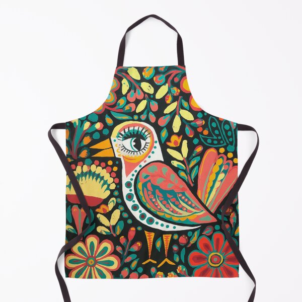 Item preview, Colorful Folk Art Bird Print – Botanical Floral Bird designed and sold by Filora Atelier | Bird Art.