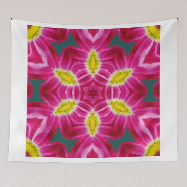Item preview, Pink Floral Kaleidoscope with Deep Green Background designed and sold by SilentBloomLab.