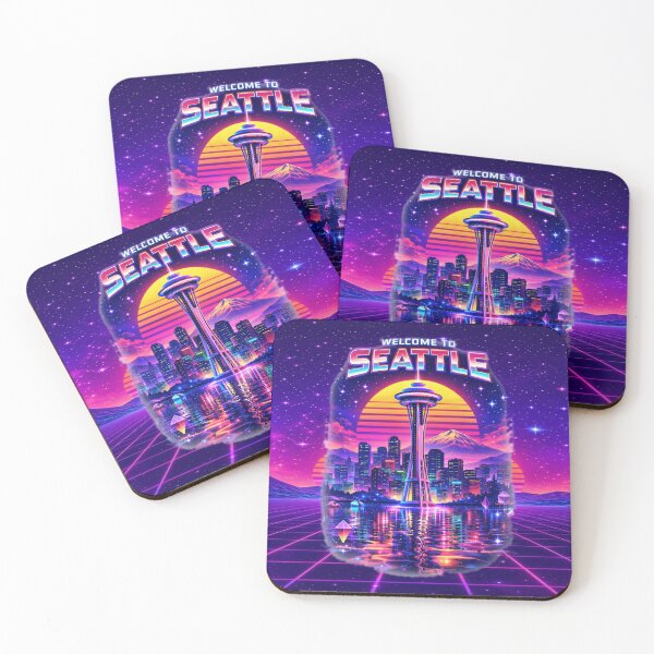 Item preview, Seattle Synthwave Sunset – Retro Cityscape designed and sold by MysticOzzy.
