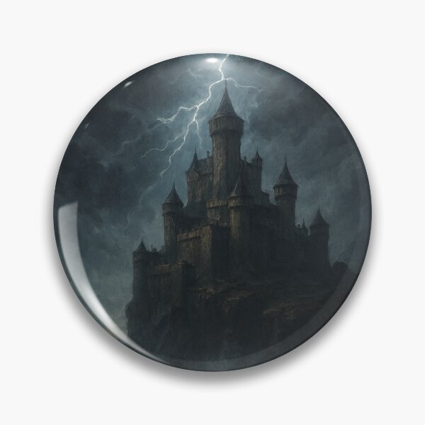 Item preview, Medieval Gothic Art | Midnight Storm Over Ancient Fortress | Dark Fantasy Painting designed and sold by yeeted17.