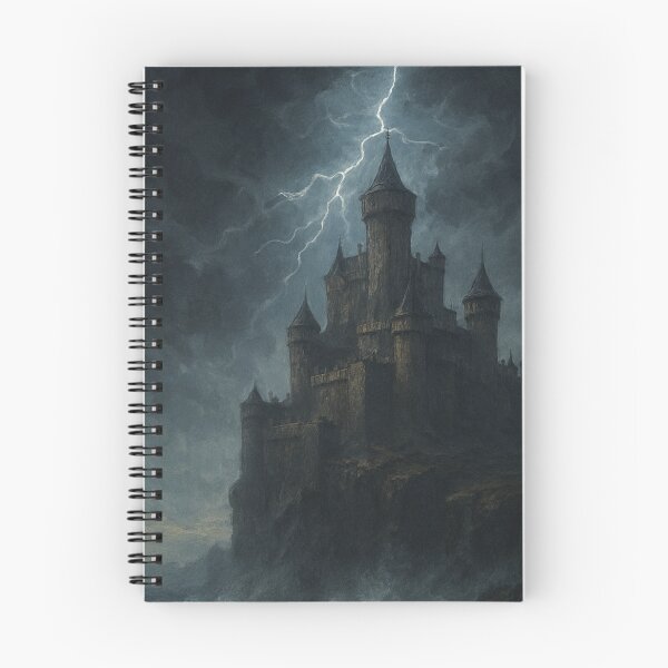 Item preview, Medieval Gothic Art | Midnight Storm Over Ancient Fortress | Dark Fantasy Painting designed and sold by yeeted17.