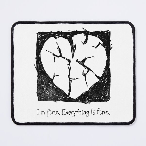 Item preview, Sarcastic Chronic Illness Shirt I’m Fine Everything Is Fine Broken Heart Doodle Hand Drawn Chronic Illness Humor Spoonie Life Burnout Humor designed and sold by RealLifeMerchies.