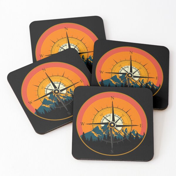 Item preview, Mountain Forest Orange Sunset Compass Design designed and sold by Vileprint.