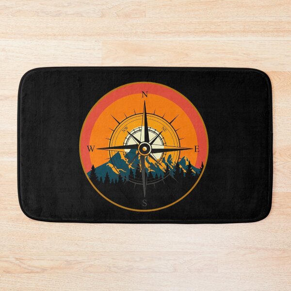 Item preview, Mountain Forest Orange Sunset Compass Design designed and sold by Vileprint.