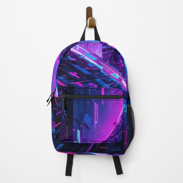 Item preview, Cybernetic Crossroads – Neon Futuristic City Architecture Art designed and sold by AlgorithmiaArt.