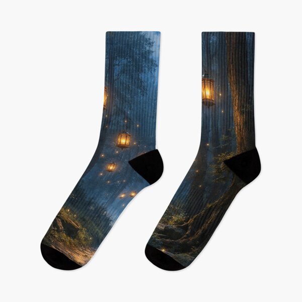 Item preview, Secret Forest Path - Midnight Floating Lanterns designed and sold by FriskyLemur.