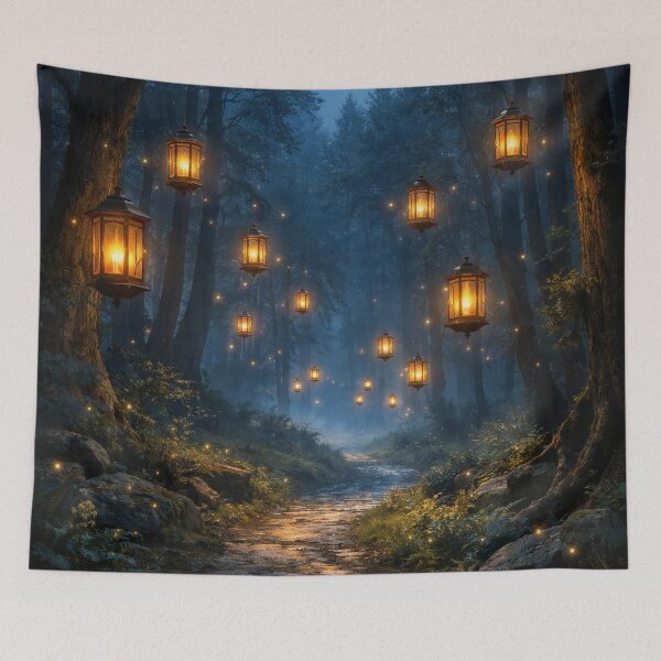 Item preview, Secret Forest Path - Midnight Floating Lanterns designed and sold by FriskyLemur.