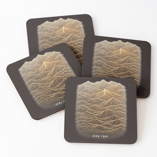 Item preview, Stay Raw Mountain Minimalist Shirt – Abstract Nature Line Art Tee Gold designed and sold by NAJURE.