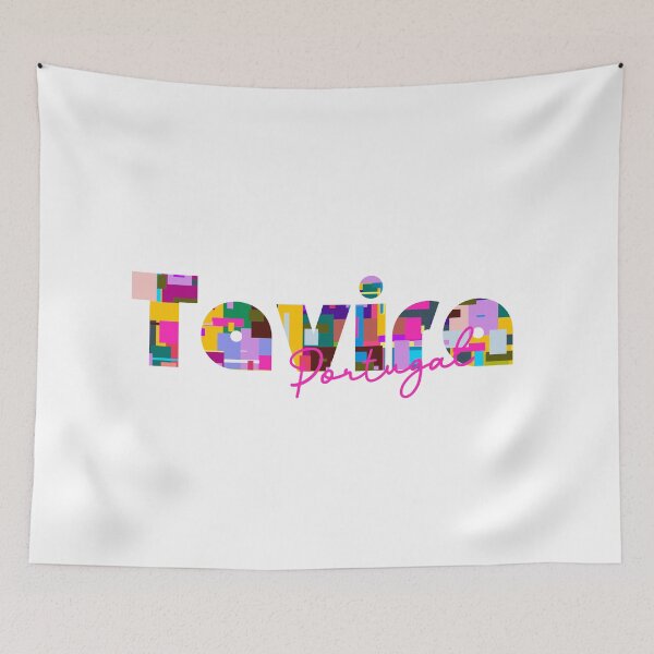 Item preview, Tavira, Portugal, Vibrant Abstract City Typography Art designed and sold by Wanderful-roads.