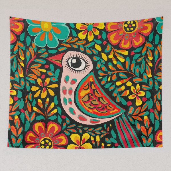 Artikelvorschau, Botanische Volkskunst mit Vögeln – Farbenfrohe Vogelkunst im skandinavischen Stil entworfen und verkauft von Filora Atelier | Bird Art.
