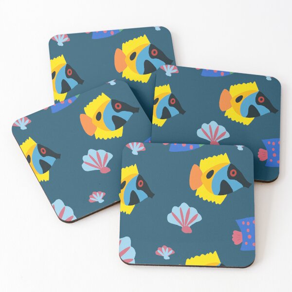 Item preview, Colorful Tropical Fish and Shells (Blue) designed and sold by Designs by Sara Felton.