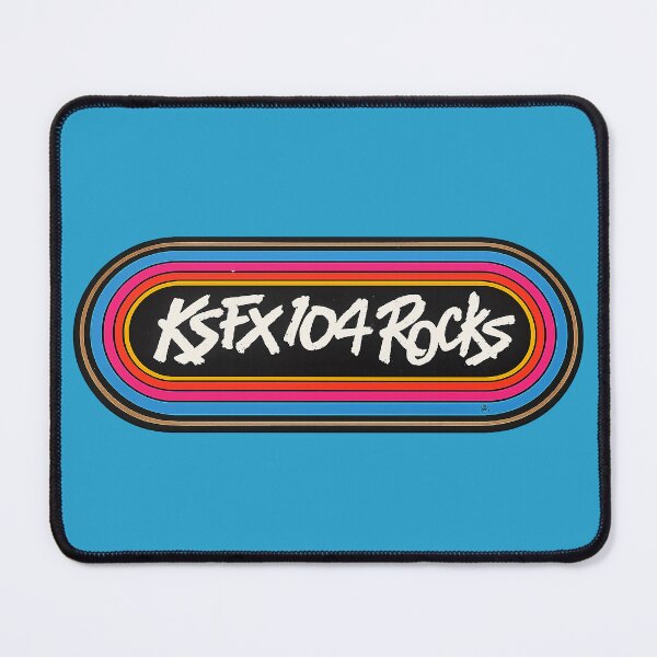 Item preview, KSFX “104 Rocks” vintage logo featuring bold hand-drawn lettering centered within vibrant retro stripes. Bay Area retro radio station designed and sold by PIXEL POP DESIGNS - Beyond the Norm!.