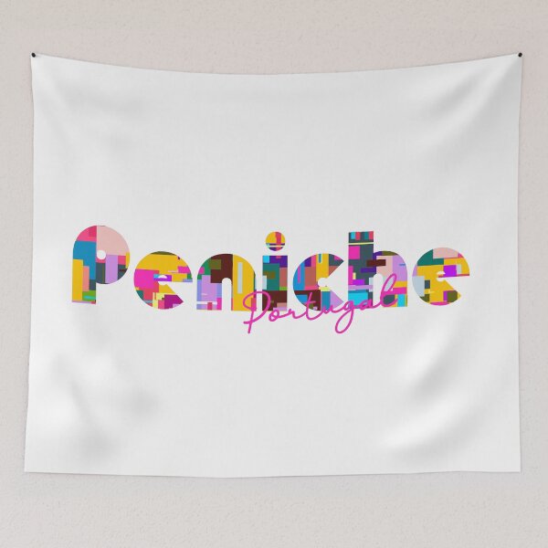 Item preview, Peniche, Portugal, Vibrant Abstract City Typography Art designed and sold by Wanderful-roads.