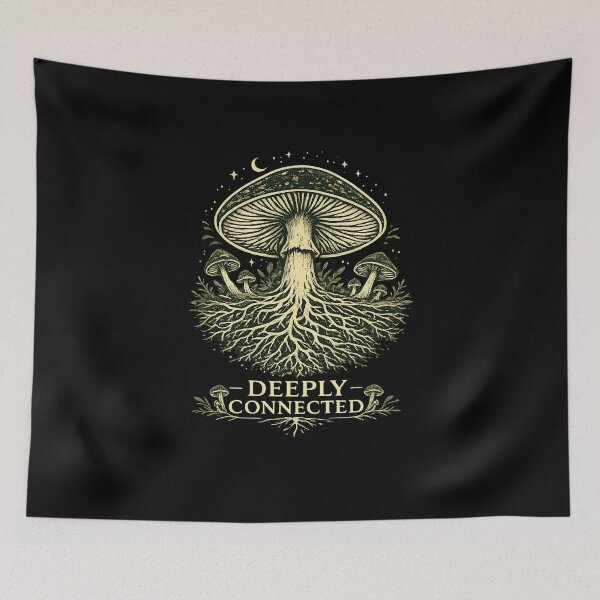 Item preview, Deeply Connected Mushroom Mycelium Botanical Fungi Illustration Forager Nature Lover Cottagecore Goblincore  designed and sold by The Junto Shop.