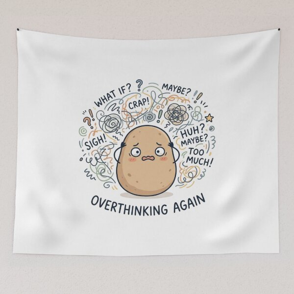 Item preview, Funny Overthinking Potato – Cute Anxiety & Mental Chaos Cartoon designed and sold by DeV11.