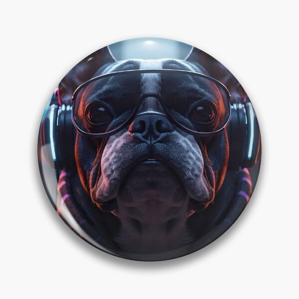 Item preview, Cyberpunk French Bulldog Gamer with Neon Headphones designed and sold by ZeroFrame.